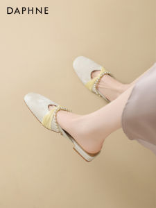 Daphne | Summer Ribbon Pearls Low Heel Slip-on Sandals