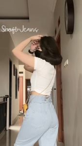 Shoft J23 Celana Highwaist Kulot Jeans Korea Style Terbaru 2024 Pinggang Tinggi Kancing 2 Silang Panjang 100cm