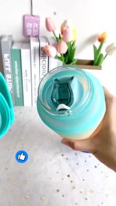 Set 3 bình nước chia vạch chia thời gian tiện lợi kèm sticker siêu cute