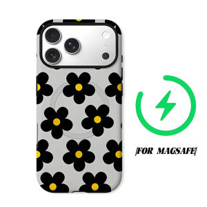 BILIBILI | Black Yellow Daisy Phone Case for iPhone 18 17 16 15 14 13 12 11 Air Pro Max Plus Double-layer Cover