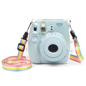 เคสป้องกันแบบคริสตัลใสสำหรับกล้อง Fujifilm Instax Mini 9/8/11/12 พร้อมสายสะพายหลัง ป้องกันฝุ่น ดีไซน์น่ารักและสร้างสรรค์