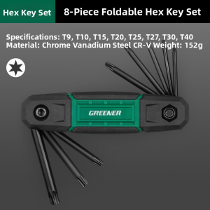 MONLEYTA | German Folding Inner Hex Wrench Set Metric And Imperial Six-Point Pliers Spanner Hexagonal Screwdriver Cherry Blossom Pattern