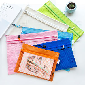 JIELI | Waterproof Double Layer Transparent Mesh File Bag Zipper