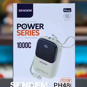 Sạc dự phòng Sendem thông minh dung lượng 10.000mAh tích hợp 2 dây sạc tiện lợi-Phiên bản mới nhất