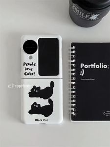 เคสโทรศัพท์มือถือสำหรับ OPPO Find N3 Flip และ OPPO Find N2 Flip ตัวเคสของสีขาว ด้วยลายคน лю่า สไตล์เกาหลี