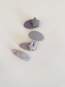 Korean Style Grey Cartoon Rabbit Polka Dot Star Hair Clip Sweet Childrens Fabric Side BB Clip Hair Accessories for Girls