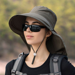 Summer Hat Women Outdoor UV Anti Neck Protection Sun Visor Men Fishing Hiking Wide Brim Shawl Sunscreen Ponytail Cap Undefined