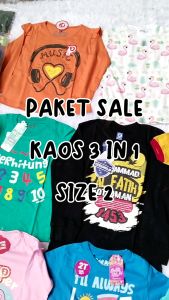 SALE DISKON PAKET HEMAT KAOS ISI 3PC LENGAN PANJANG PENDEK BAHAN KATUN BAJU HARIAN BALITA 2-3 TH
