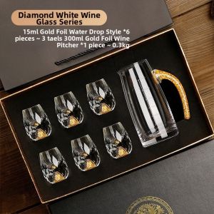 Diamond Foil Crystal Glass Baijiu Cup and Decanter Set Small