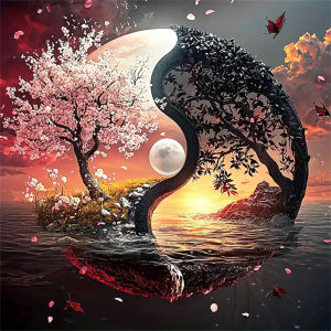Tree Tai Chi Landscape Full Round Diamond Painting Kit Embroidery DIY New Arrival Diamond Mosaic Sunset Wall Art Home Decor Gift