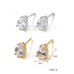 ZAKOL Marquise Cubic Zircon Stud Earring for Women Girls Ladies Fashion Silver Gold Color Daily Ear Accessories