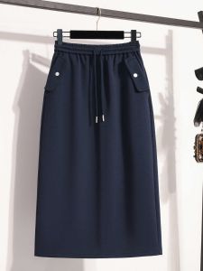 plus Size A-Line Midi Skirt for Women Casual Split High Waist Spring Autumn plus Size Fat MM Half Body Skirt Commute Style