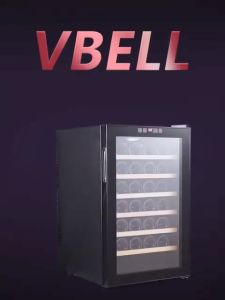 ตู้แช่ไวน์ ตู้ไวน์ ตู้เก็บไวน์ ความจุ 28 ขวด ระดับอุณหภูมิ 11-18 °C แสดงผล ผู้ที่ช่วยที่จับโลหะ กระจกนิรภัย Stainless Steel