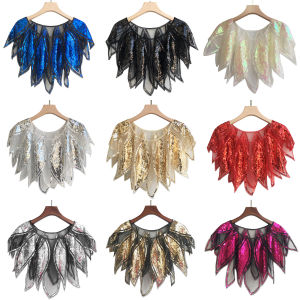 Shiny Sequin Lace Cape Womens Party Evening Dress Multi-Functional Polyester Fiber Pure Color European Style Hooded Coat