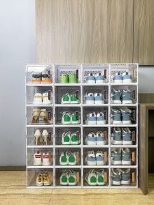 Shoe Box Storage Hard Case Foldable Space Saving Shoe Rack Storage Boxes Organizer Cabinet