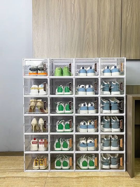 Large Shoe Box Shoe Rack Storage Organizer Open Side Door Stackable Large Shoe Box Shoe Rack Storage Organizer Open Side Door Stackable