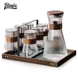 BINCOO Glass Water Jug Cold Coffee Pot Set Teapot Set Pitcher for Household Office 1.5L