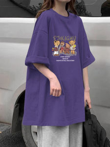 Loose Fit Pure Cotton Short Sleeve T-Shirt Womens Summer Vintage Design Large Version Versatile Top Casual Commute Style