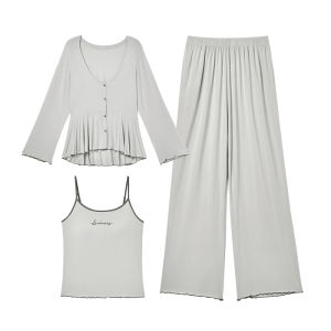LUCKMEEY | Soft Lyocell Lace Sleepwear Set 3pcs