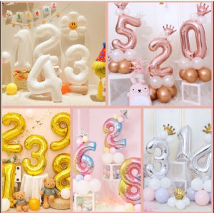 [HCM]Combo bóng số vàng bạc size đại 70cm kèm bong bóng nhũ vương miện vàng trang trí - Diệp Linh