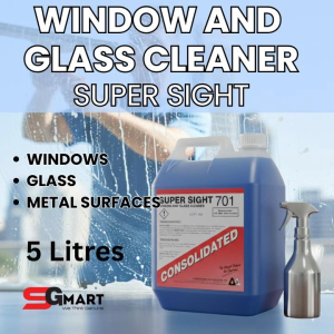 Window and Glass Cleaner 5L - Super Sight– Perfect for Homes Offices & Display Surfaces -