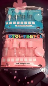 YUME SHOP - Botol Travel Refill Set Isi 8 pcs Toner Sabun Cair Shampoo Wadah Parfum Tempat Isi Ulang