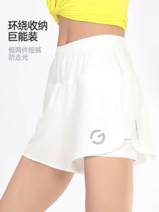 กางเกงวิ่งสั้นผ้าโพลีเอสเตอร์แห้งเร็วสำหรับผู้ชายและผู้หญิง กางเกงวิ่งครึ่งแข้งสำหรับการวิ่งแบบมาราธอน กางเกงออกกำลังกายกันแสง กางเกงขาสั้นสองชิ้นปลอม