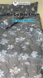 Bộ Chăn Ga Gối Tencel Silk 4 Món Hoa Văn Độc Đáo - Mềm Mịn Thoáng Mát - Maybedding Store