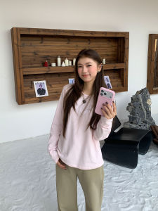 Loose Long Sleeve Womens T-shirt Pink Korean Style Orange Tree Where Is It Casual Loose Slimming Base Layer Shirt