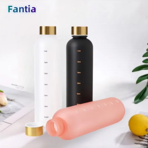 1000ml Bottle With Time Marker 32 OZ Motivational Reusable Fitness Sports Outdoors Travel Leakproof BPA Free Frosted Plastic