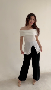 [Lolabae] VIRGO Atasan Sabrina Rajut Wanita | Knit Blouse | Sabrina Slit Top