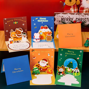 Lovely Christmas Three-dimensional Greeting Card Kindergarten Event Party Blessing Card Cute Cartoon Gift Blessing Greeting Card