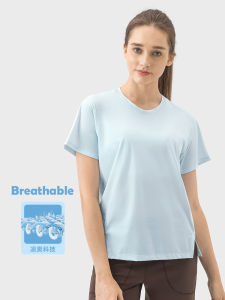 Spring Summer Loose Fit Running Short Sleeve Womens T-Shirt Breathable Quick Dry Lightweight Reflective Night Vision Yoga Gym Sport Top