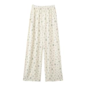 Quần ngủ nữ MiiOW làm bằng lụa băng quần dài rộng rãi thoải mái in họa tiết hoa