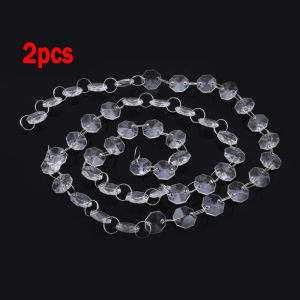 1/2/5pcs Long Octagon Beads With Silver Rings Hooks Crystal Chandelier Chain Garland For Transparent Crystal Beaded Curtain