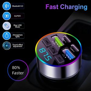 Kebidumei | Bluetooth 5.0 FM transmitter Car Charger Adapter 3.1A Dual USB Auto Charger with Digital Display Hands Free MP3 Music Player
