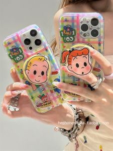 Maglev Bracket Girl Boy Protection Phone Case Fallproof Creative Korean Cartoon Shell for 17 pro 16 pro Max 15 pro
