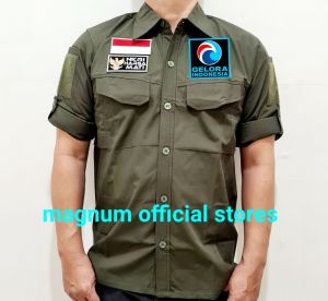 Kemeja GELORA GELOMBANG RAKYAT Tactical PDL S - 5XL Free Bonus 3 Emblem Patch Prepet Perekat Velkro Army