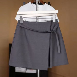 MEITESIJIAONU | Grey A-Line Office Skirt Short