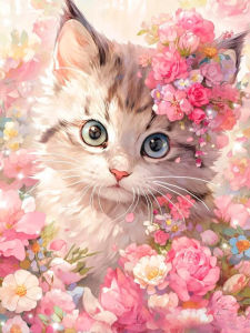 Huacan 5D DIY Diamond Painting Cat Flower Diamond Mosaic Animal New 2026 Picture Of Rhinestones