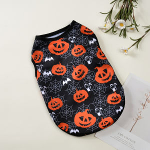 Dog Summer Clothes Small Medium Dogs Soft Halloween Pet Costume Pumpkin Print Cosplay Pets Vest Cute Party Chihuahua Pug Apparel