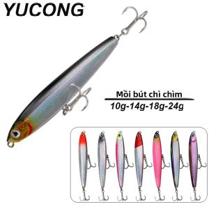 YUCONG Đánh Chìm Stickbait Cứng Wobbler Nhân Tạo Tiếng Ồn Trolling Mồi 10-14-18-24G Bút Chì Cebos Mồi Câu Cá Cho Đại Dương Sông Hồ