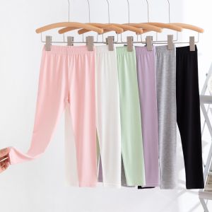 Girl Leggings Summer Ultra-Thin Outwear Modal Kids Pants Ice Silk Baby Anti-Mosquito Youth Dance Pants White