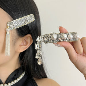 Heavy Duty Sparkling Silver Tassel Hair Accessories Womens Fringe Hair Clips Ethnic Style Alloy Hairpins Fresh out New Model