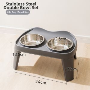 hipidog | Anti-Spill Adjustable Height Slow Feeding Stainless Steel Dog Bowl