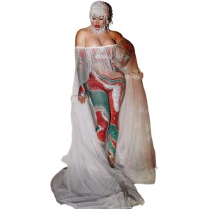 ชุดจั๊มสูทผ้าบางเนื้อละเอียดของผู้หญิงชุดจั๊มสูทแบบชุดเดรสบอดี้คอนขึ้นสำหรับการแสดงบนเวทีชุดจั๊มสูทแฟนซีสำหรับงานปาร์ตี้คริสต์มาสอีฟชุดราตรีไนท์คลับงานพรอมรูปราชินีบาร์เทศกาลคริสต์มาส