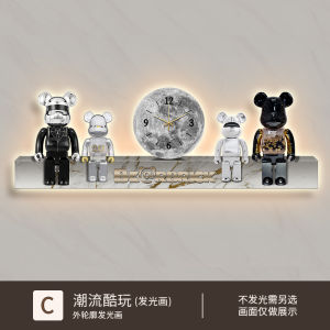 Modern Light Luxury Living Room Decorative Painting LED Light Painting Fashion Elegant Violent Bear Hanging Painting Sofa Background Wall Clock Painting