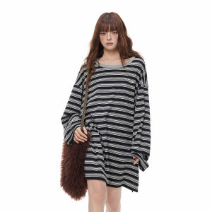 Turn Signal | Stripe Long Sleeve T-Shirt Dress Medium-Long