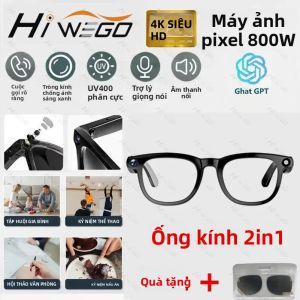 Kính Thông Minh 2 Trong 1 Tích Hợp Camera HD 4K Chống Nước Bluetooth Gọi Thoại Dịch Thuật Camera Thông Minh Độ Phân Giải 800W Pixel