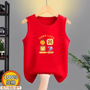 Red Thin Cotton Vest for Boys And Girls Baby Clothes Snakes Year Pure Cotton Traditional Chinese Zodiac Baby Romper Onesie